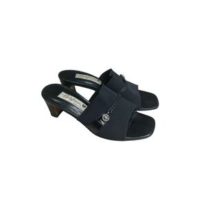 Brighton Tyra Black Slide Heels Sandals Size 5.5 Leather Mule